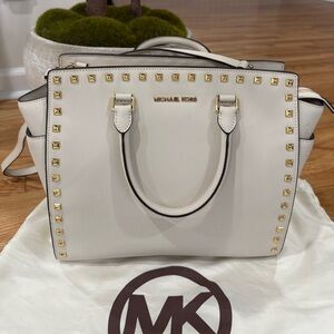 Michael Kors VINTAGE Cream Studded Bag with dust bag and crossbody strap
